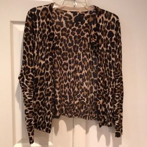 J Crew Medium Merino wool leopard print cardigan good condition button front